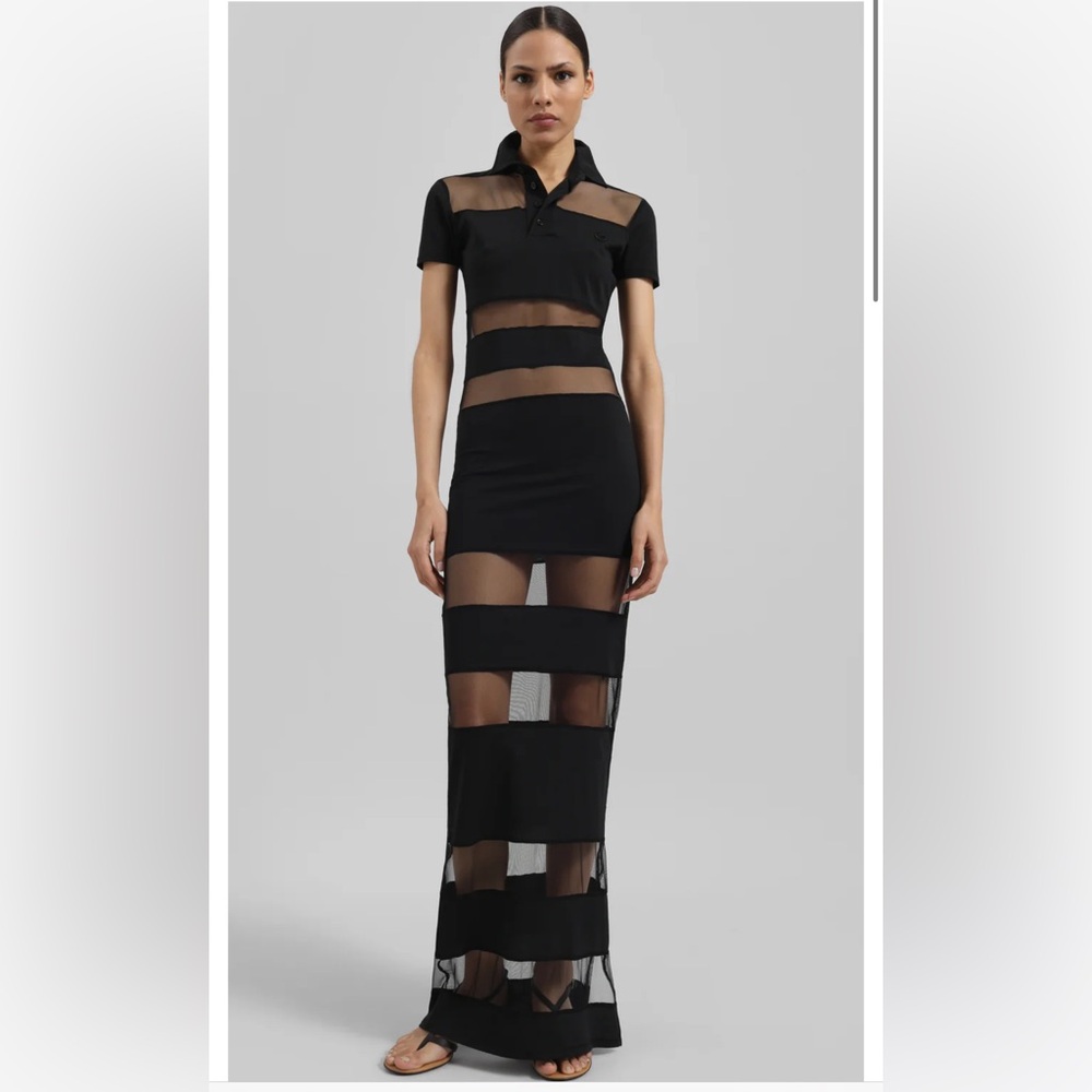 Coperni Black Backless Sheer Panel Dress